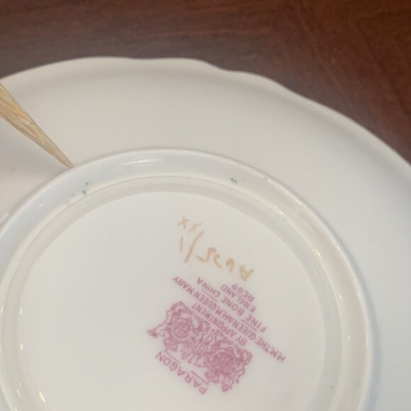 Paragon Double Warrant Cabbage Rose Pale Blue Teacup and Saucer 1940s Vintage - Picture 13 of 16